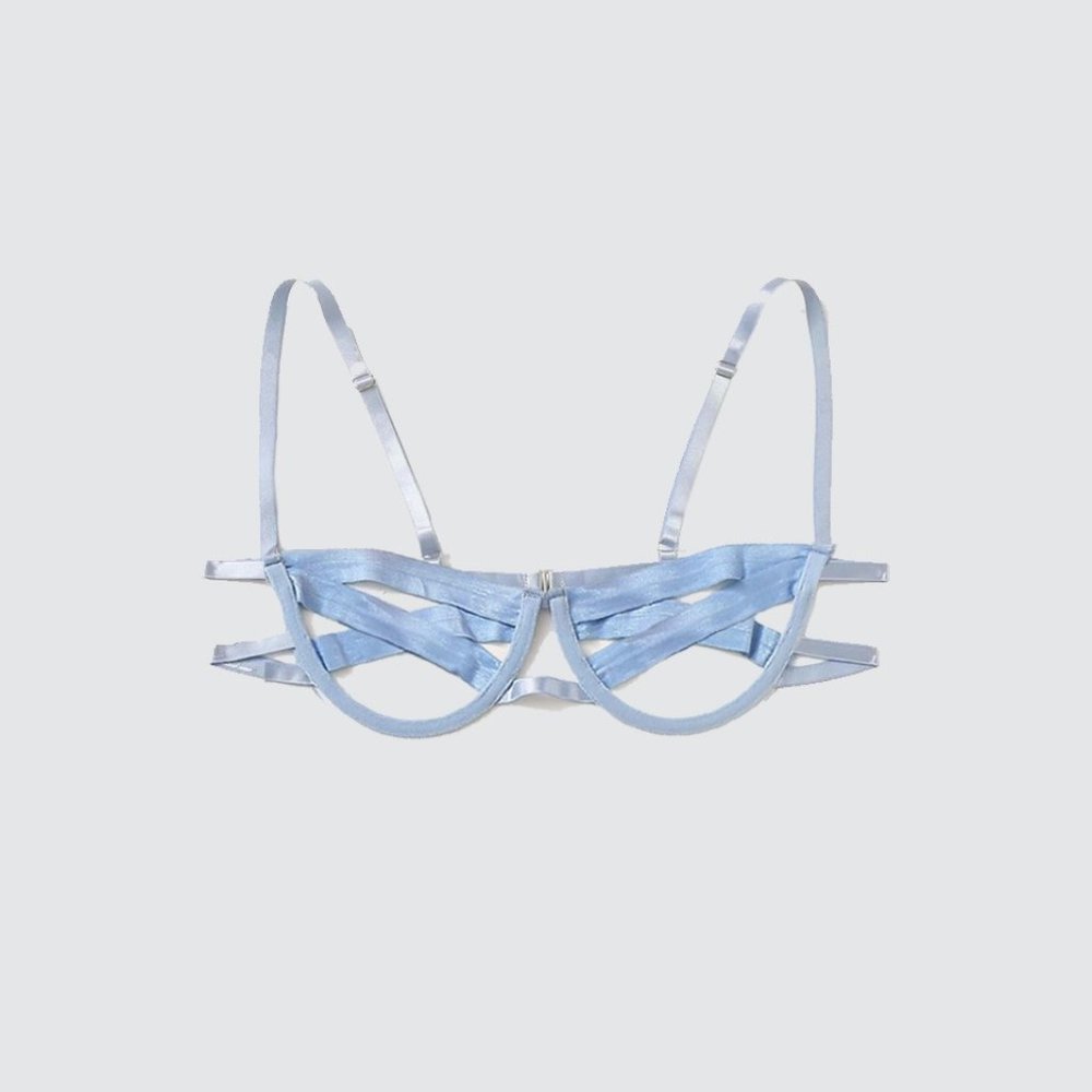 *LAST CHANCE* - [NWOT] Ladder Cut-out Cross Strap Bra - Dusty Blue